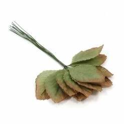 Hobbycraft Green Wired Rose Leaves 12 Pack