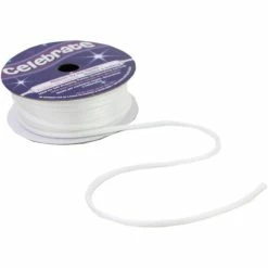 Celebrate White Ribbon Knot Cord 2mm X 10m -Christmas Decorations shop 568020 1016 3 white ribbon knot cord 2mm x 10m