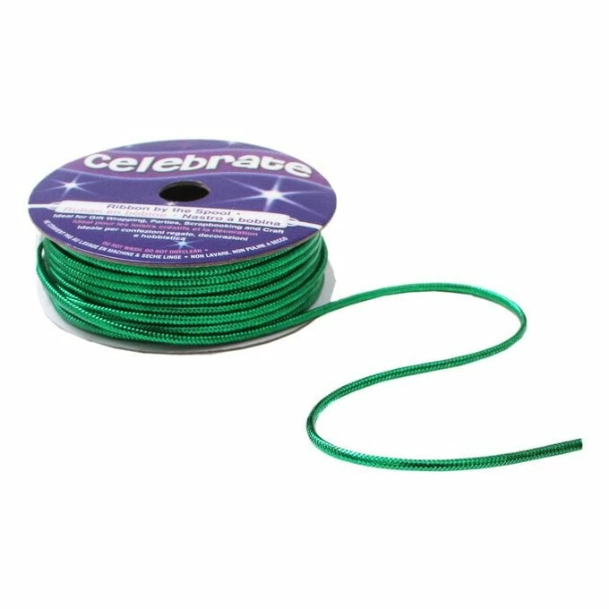 Celebrate Green Lurex Edge Cord 1.6mm X 8m 2 Celebrate Green Lurex Edge Cord 1.6mm X 8m - Image 2