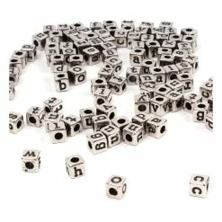 Hobbycraft Silver Square Alphabet Beads 6mm X 7mm