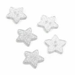 Hemline White Novelty Star Button 5 Pack