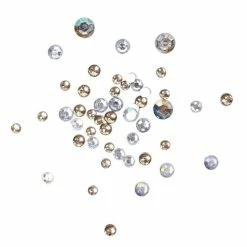 Hobbycraft Gold And Clear Assorted Round Gems 90g