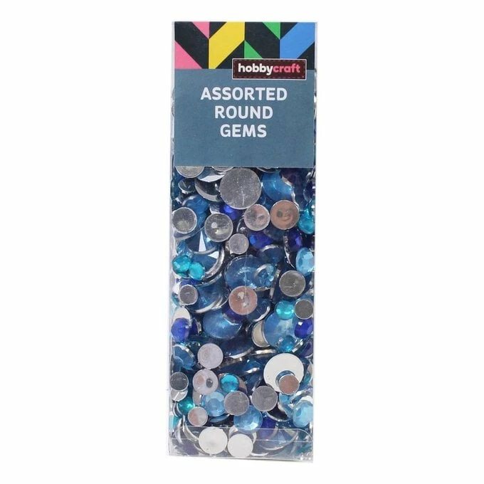 Hobbycraft Blue Assorted Round Gems 90g 2 Hobbycraft Blue Assorted Round Gems 90g - Image 2