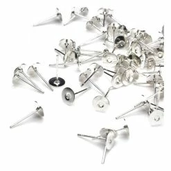 Beads Unlimited Silver Plated Midi Flat Stud 30 Pack
