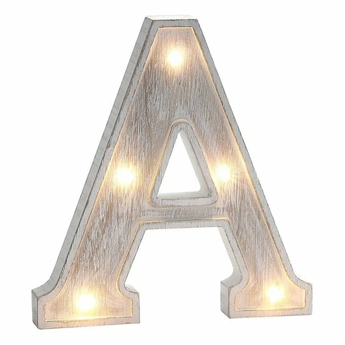Hobbycraft White Washed Wooden LED Letter A 21cm 1 Hobbycraft White Washed Wooden LED Letter A 21cm