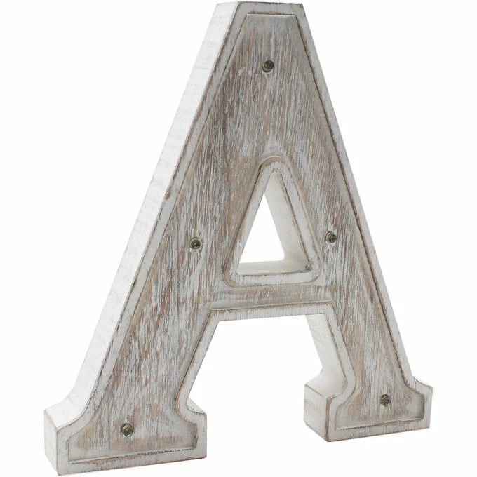 Hobbycraft White Washed Wooden LED Letter A 21cm 3 Hobbycraft White Washed Wooden LED Letter A 21cm - Image 3