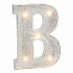 Hobbycraft White Washed Wooden LED Letter B 21cm