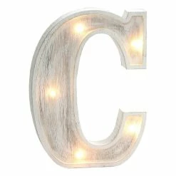 Hobbycraft White Washed Wooden LED Letter C 21cm