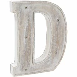 Hobbycraft White Washed Wooden LED Letter D 21cm -Christmas Decorations shop 632423 1003 3 white washed wooden led letter d 21cm