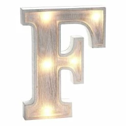 Hobbycraft White Washed Wooden LED Letter F 21cm