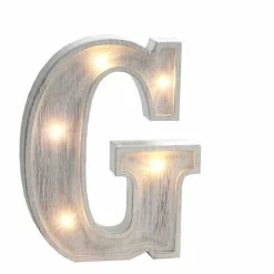Hobbycraft White Washed Wooden LED Letter G 21cm