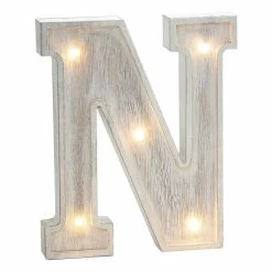 Hobbycraft White Washed Wooden LED Letter N 21cm