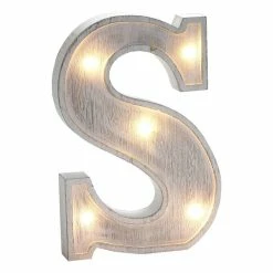 Hobbycraft White Washed Wooden LED Letter S 21cm