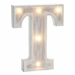 Hobbycraft White Washed Wooden LED Letter T 21cm