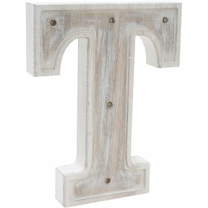 Hobbycraft White Washed Wooden LED Letter T 21cm 3 Hobbycraft White Washed Wooden LED Letter T 21cm - Image 3