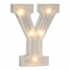 Hobbycraft White Washed Wooden LED Letter Y 21cm