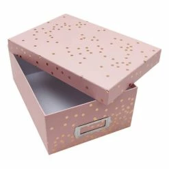 Hobbycraft Rose Gold Dot Storage Box 28.8cm X 19.7cm X 11.5cm