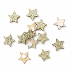 Hobbycraft Gold Glitter Wooden Stars 30 Pack