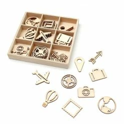 Hobbycraft Travel Wooden Embellishments 45 Pack
