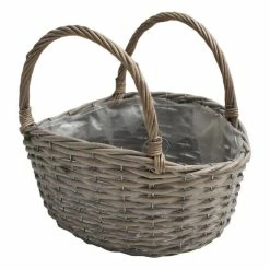 Hobbycraft Washed Brown Wicker Basket With Handles 31cm