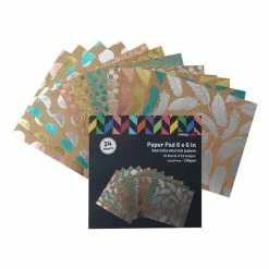 Hobbycraft Assorted Kraft And Foil Paper Pad 6 X 6 Inches 24 Sheets
