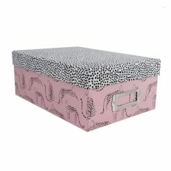 Hobbycraft Pink Leopard Dot Storage Box 11cm X 20cm X 29cm