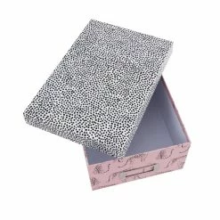Hobbycraft Pink Leopard Dot Storage Box 11cm X 20cm X 29cm -Christmas Decorations shop 647976 1004 3 pink leopard dot photo box