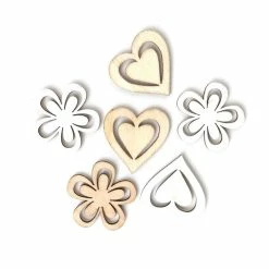 Hobbycraft Heart And Flower Wooden Toppers 6 Pack