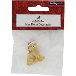 Hobbycraft Resin Sitting Dog With Hat Bauble Filler 3.5cm -Christmas Decorations shop 649810 1000 4 resin sitting dog with hat bauble filler 3 5cm