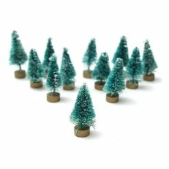 Hobbycraft Frosted Green Bottle Brush Christmas Tree 12 Pack