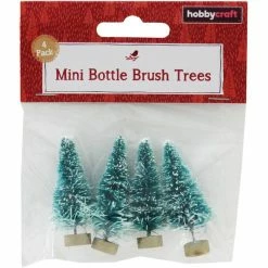 Hobbycraft Frosted Bottle Brush Trees 5cm 4 Pack -Christmas Decorations shop 650093 1000 4 frosted bottle brush trees 5cm 4 pack
