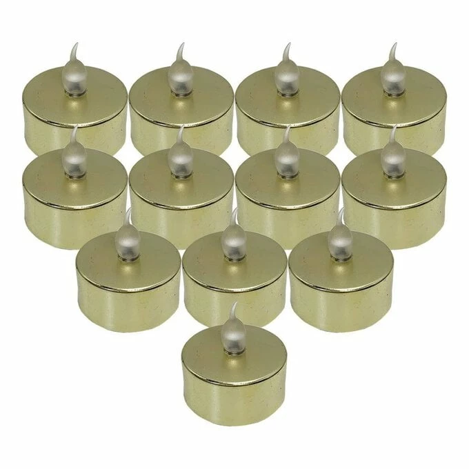 Hobbycraft LED Gold Tea Lights 12 Pack 1 Hobbycraft LED Gold Tea Lights 12 Pack