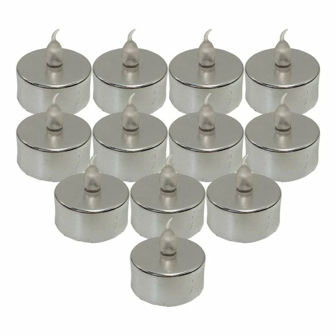 Hobbycraft LED Silver Tea Lights 12 Pack 1 Hobbycraft LED Silver Tea Lights 12 Pack