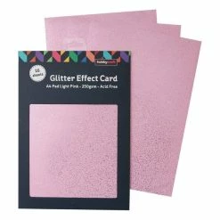 Hobbycraft Light Pink Glitter Effect Card A4 16 Sheets