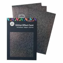 Hobbycraft Black Glitter Effect Card A4 16 Sheets