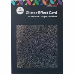 Hobbycraft Black Glitter Effect Card A4 16 Sheets -Christmas Decorations shop 650592 1007 3 black glitter effect card a4 16 sheets