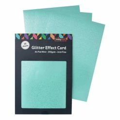 Hobbycraft Mint Glitter Effect Card A4 16 Sheets