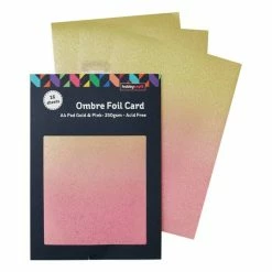 Hobbycraft Gold And Pink Ombre Foil Card A4 16 Sheets
