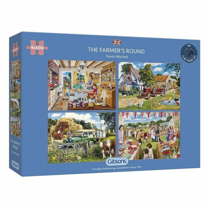Gibsons The Farmer's Round Jigsaw Puzzle 500 Pieces 4 Pack 1 Gibsons The Farmer's Round Jigsaw Puzzle 500 Pieces 4 Pack