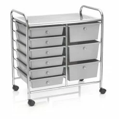 Hobbycraft Matte Grey Rolling Organiser 9 Drawers