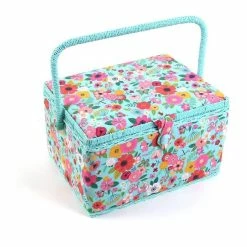 Hobbycraft Large Teal Floral Garden Sewing Box