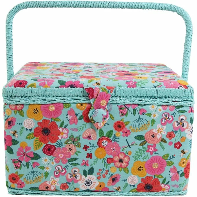 Hobbycraft Large Teal Floral Garden Sewing Box 3 Hobbycraft Large Teal Floral Garden Sewing Box - Image 3
