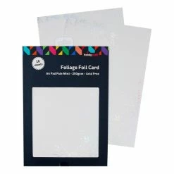Hobbycraft Pale Mint Foliage Foil Card A4 16 Sheets