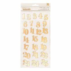 American Crafts 25 Days Foil Number Thickers Stickers 25 Pieces