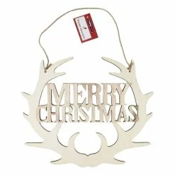 Hobbycraft Merry Christmas Hanging Wooden Antler Wreath