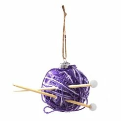 Hobbycraft Purple Knitting Ball Bauble 14.5cm