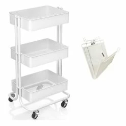 Hobbycraft White Storage Trolley And Magazine Rack Bundle