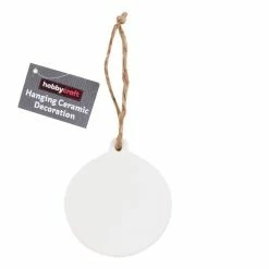 Hobbycraft Unglazed Ceramic Hanging Bauble Decoration 9cm