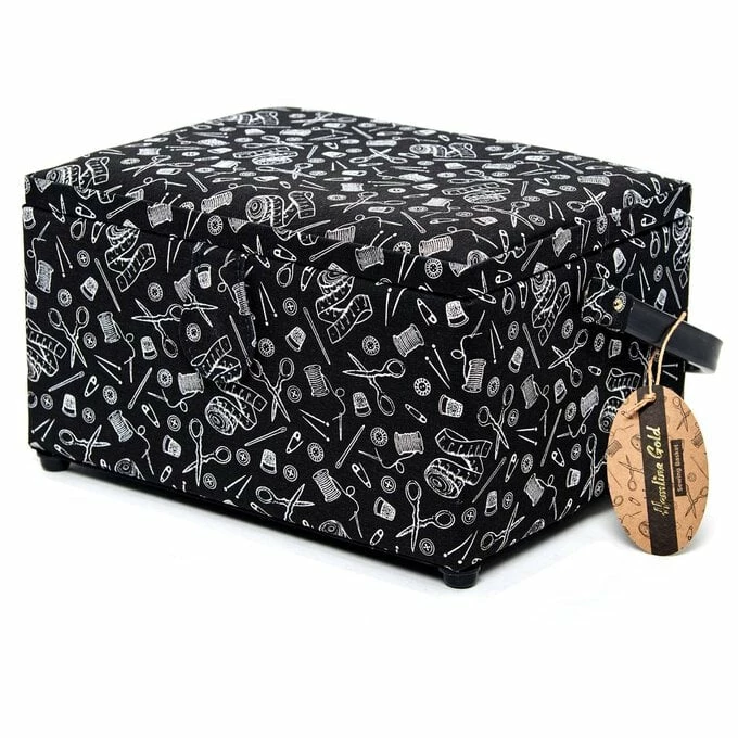 Hemline Gold Black And White Medium Sewing Box 3 Hemline Gold Black And White Medium Sewing Box - Image 3