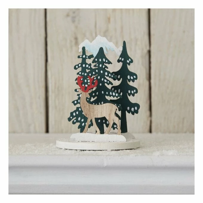 Hobbycraft Mini Wooden Reindeer Scene Decoration 3 Hobbycraft Mini Wooden Reindeer Scene Decoration - Image 3